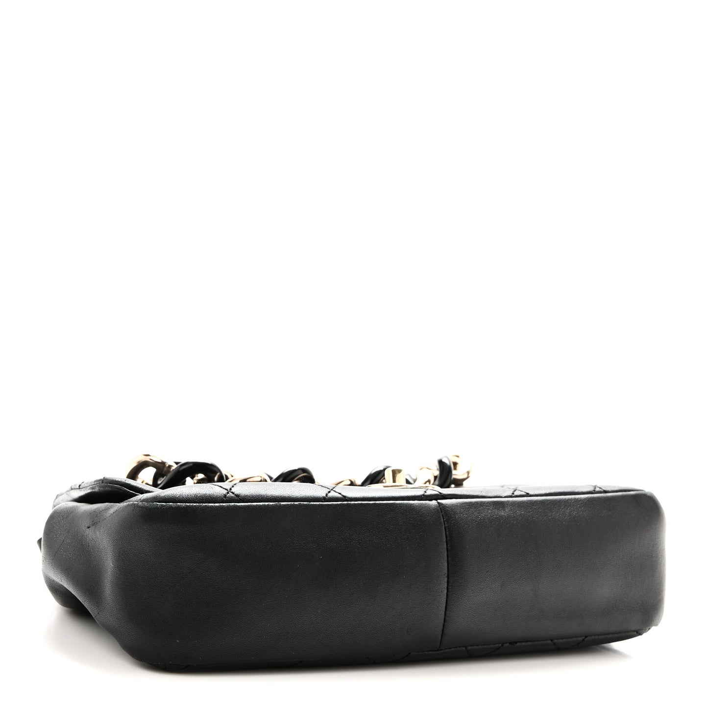 Lambskin Quilted Resin Bi-Color Chain Flap Bag Black