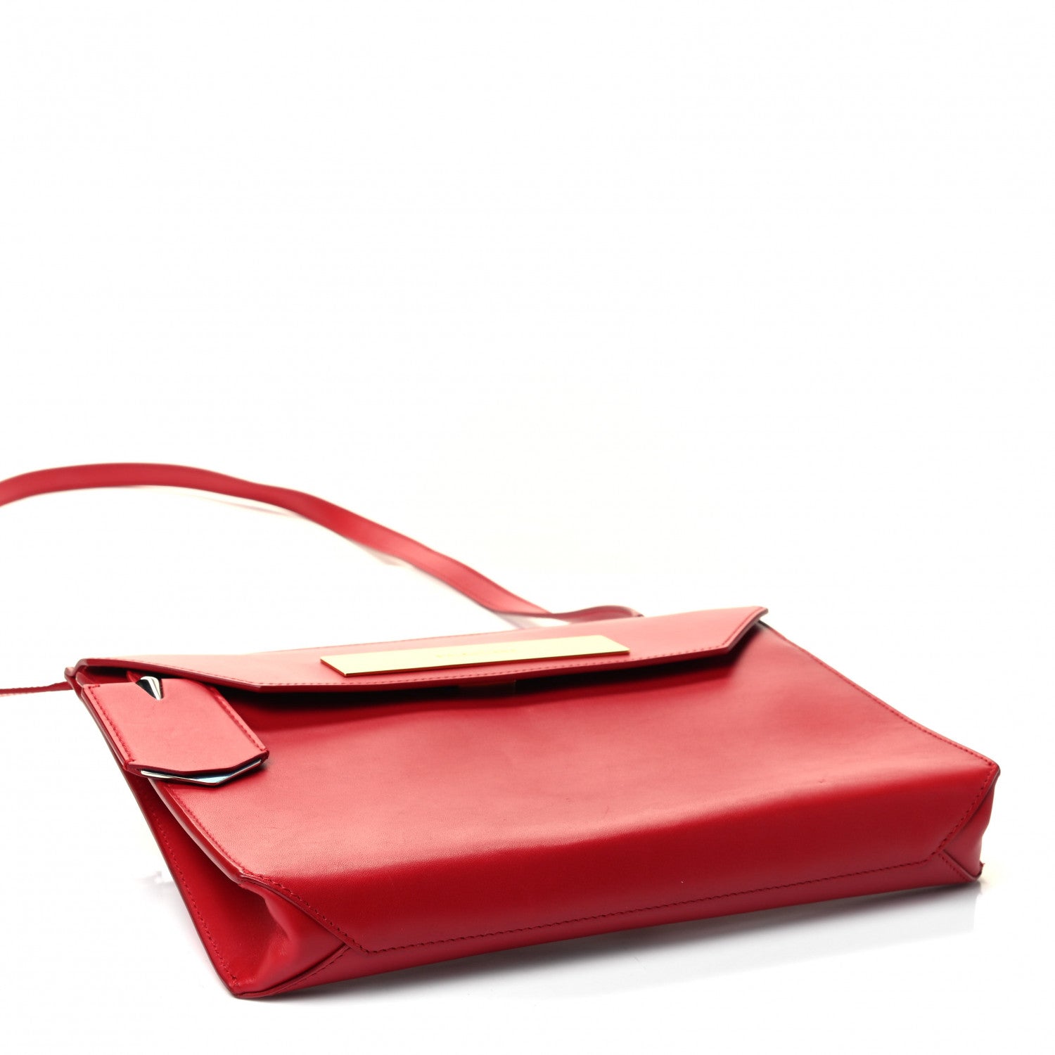 Balenciaga Calfskin Cable Flap Clutch Red 3 of 4