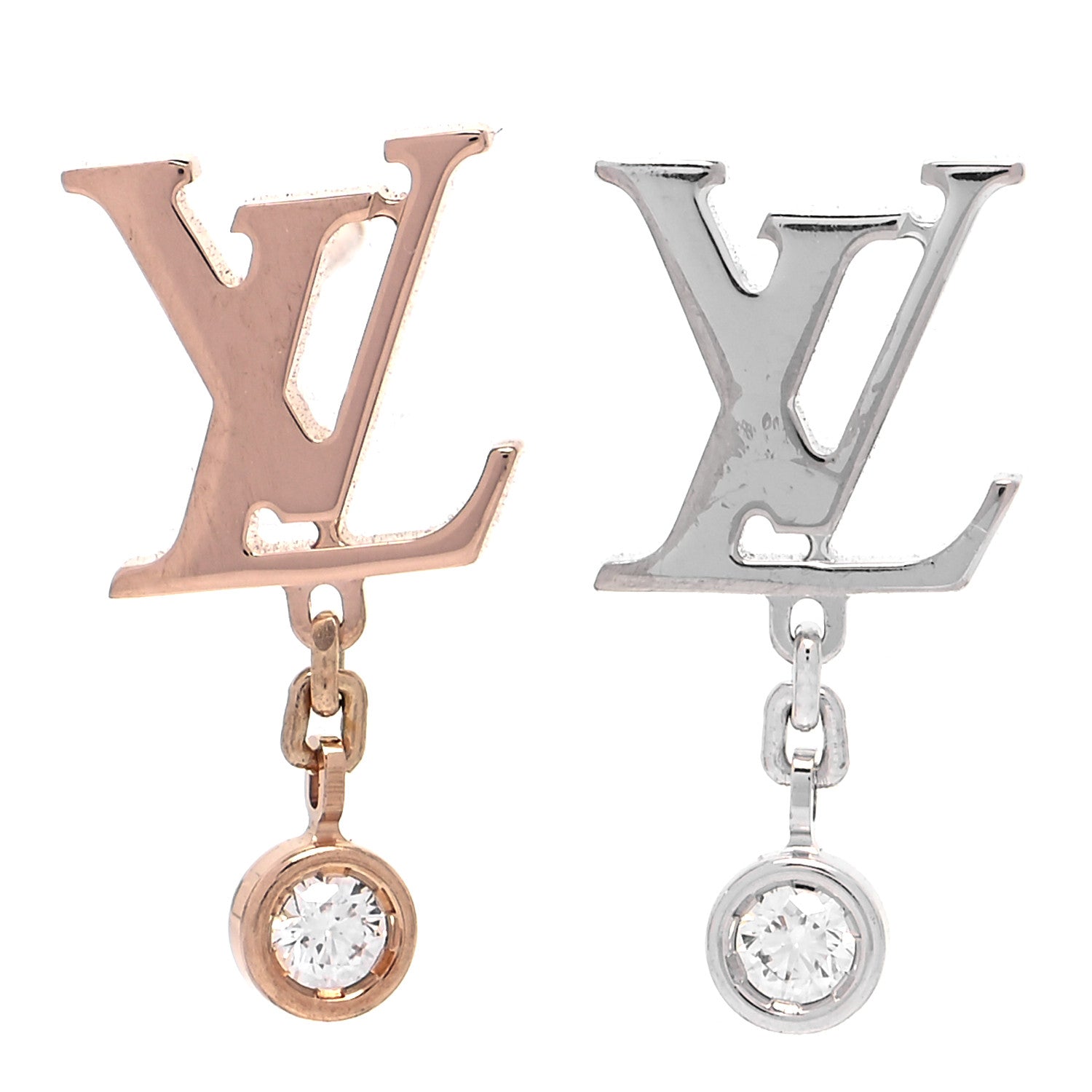 Louis Vuitton 18K Pink White Gold Diamond Idylle Blossom LV Stud Earrings 1 of 4