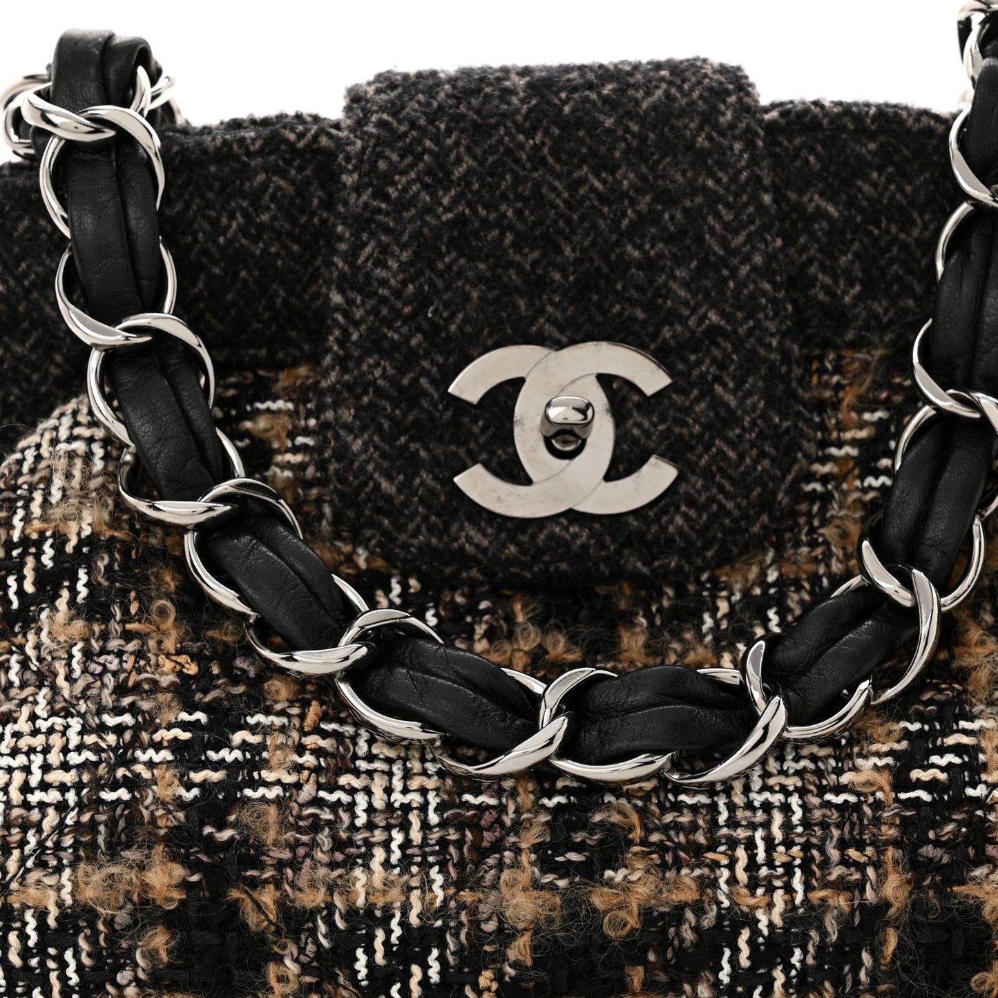 Wool Tweed Frame Bag Grey Multicolor