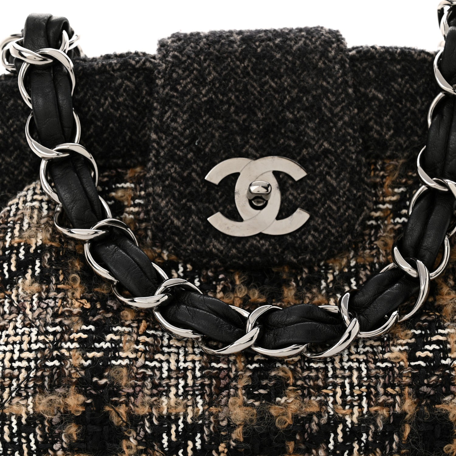 Chanel Wool Tweed Frame Bag Grey Multicolor 8 of 11