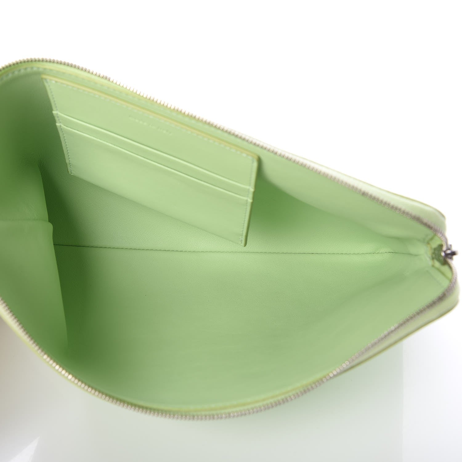 Celine Plastic Bag with Cloudy Lambskin Solo Zip Pouch Clutch Lime 11 of 12