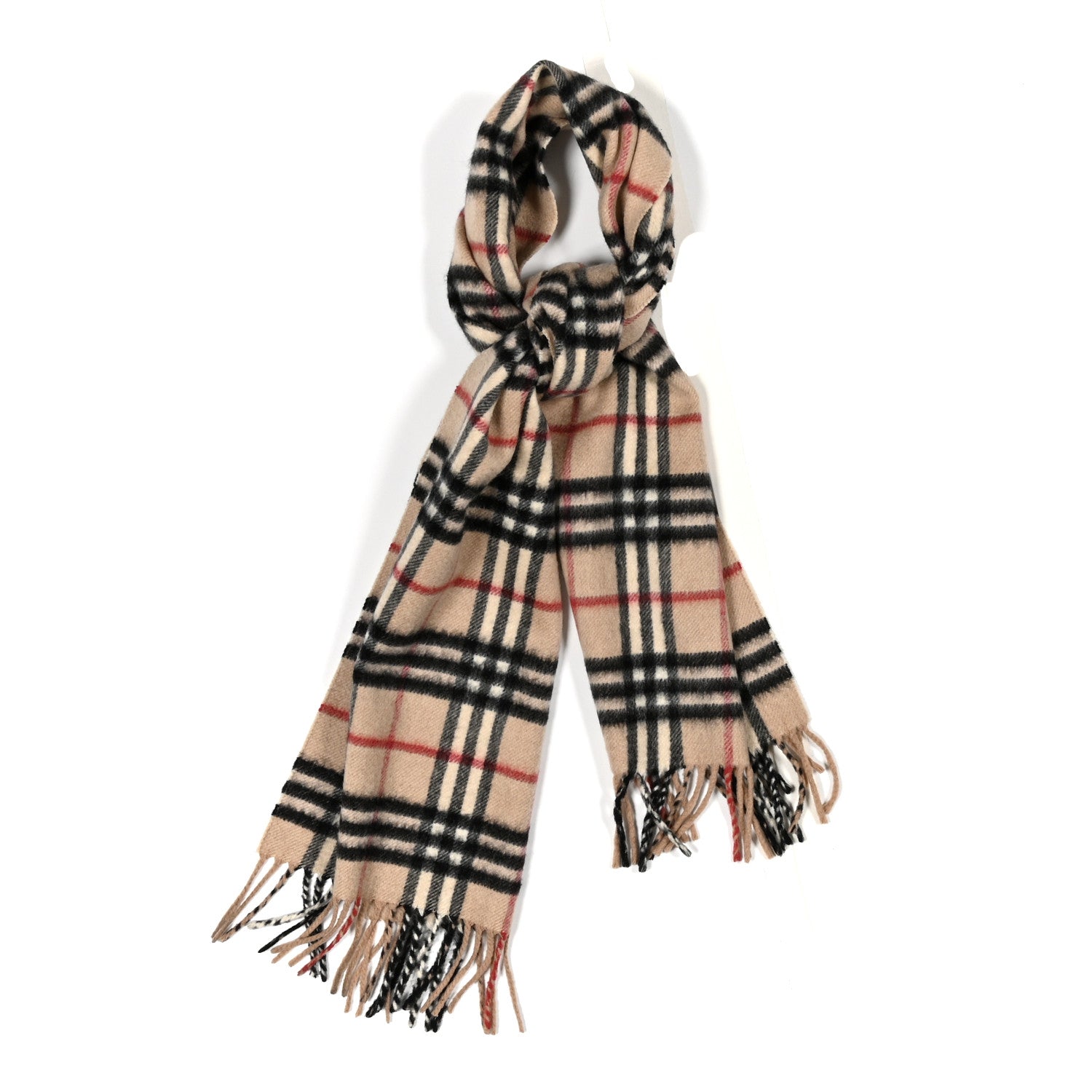 Burberry Cashmere Check Fringe Scarf Archive Beige 1 of 4