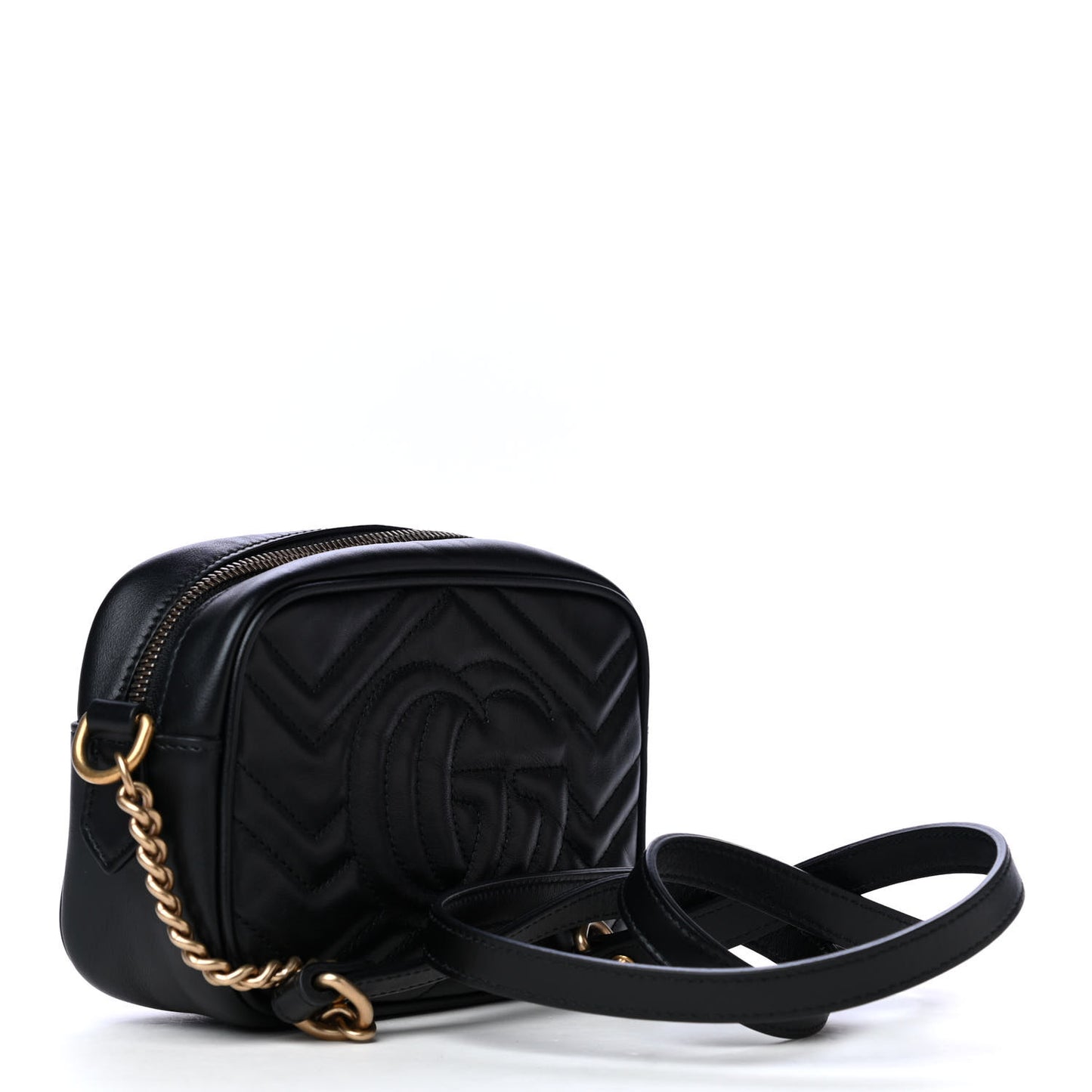 Calfskin Matelasse Mini GG Marmont Chain Shoulder Bag Black