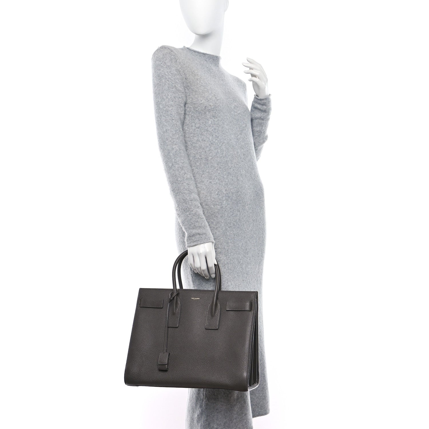 Saint Laurent Grained Calfskin Large Sac de Jour Carryall Earth 2 of 10