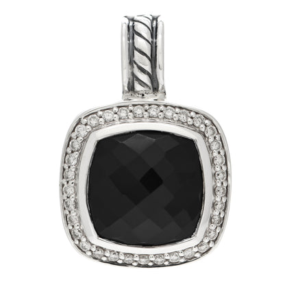 David Yurman Sterling Silver Diamond Black Onyx 11mm Albion Enhancer Pendant 1 of 3