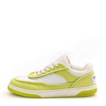 Chanel Fabric Womens Logo Sneakers 37 Yellow White 1 of 11
