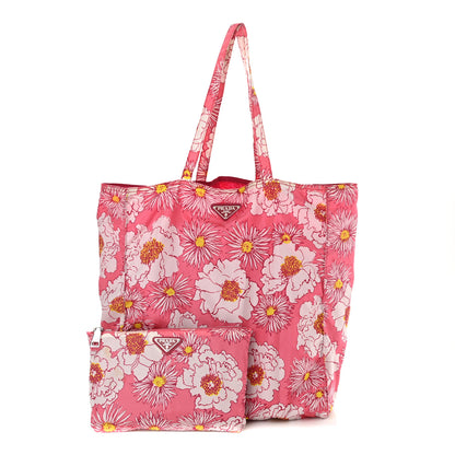 Prada Tessuto Nylon Floral Print BYOBag Shopping Tote Fuxia 1 of 13