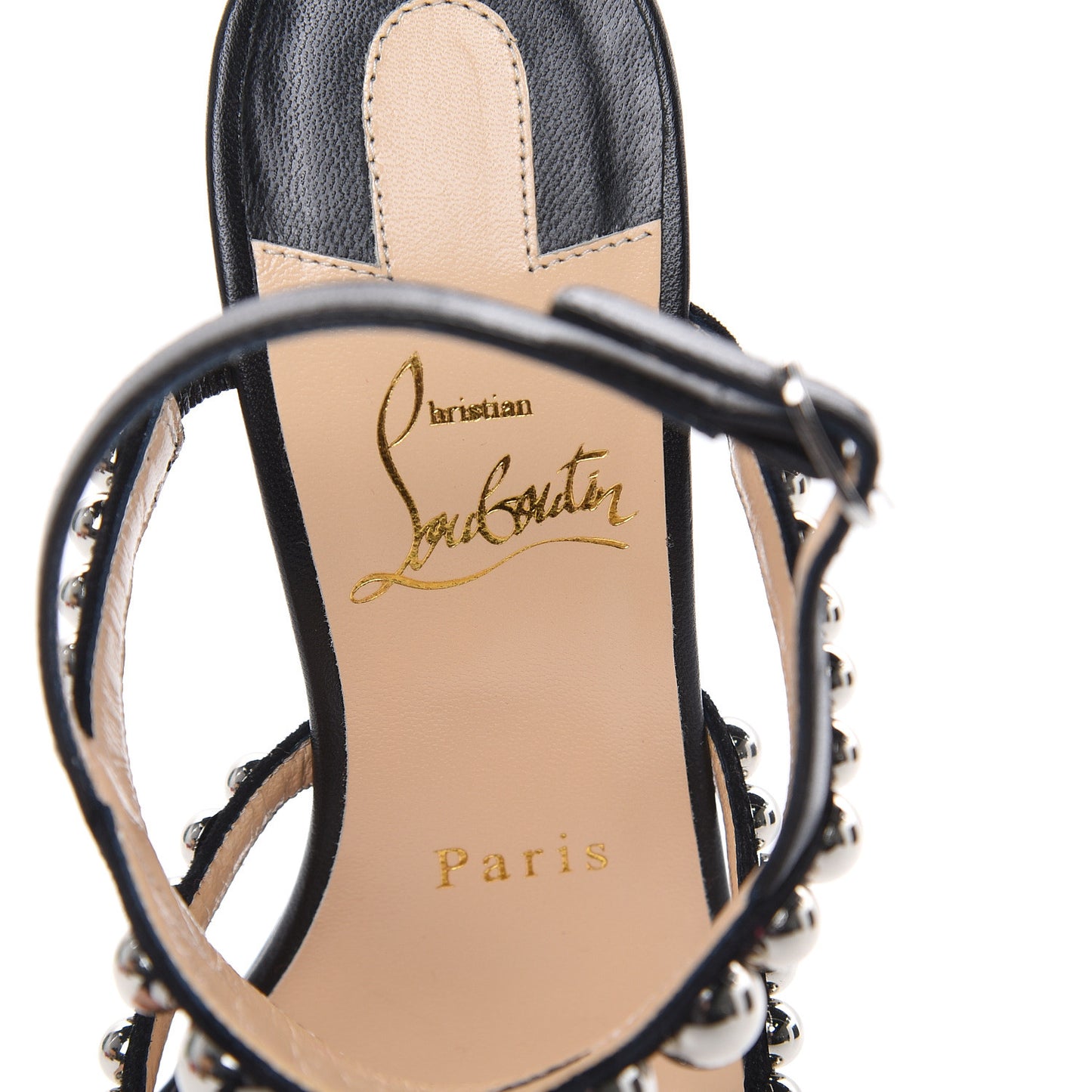 Shiny Nappa Suede Galeria 100 Sandals 36.5 Black Silver