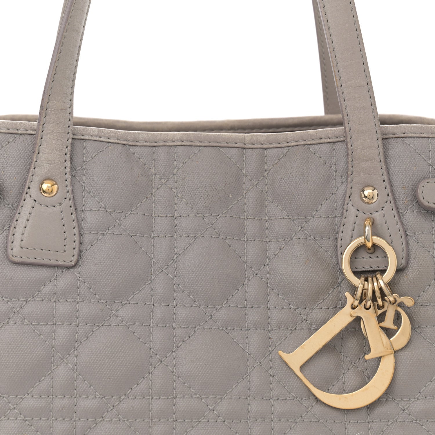 Christian Dior Coated Canvas Cannage Small Panarea Tote Grey 8 of 16