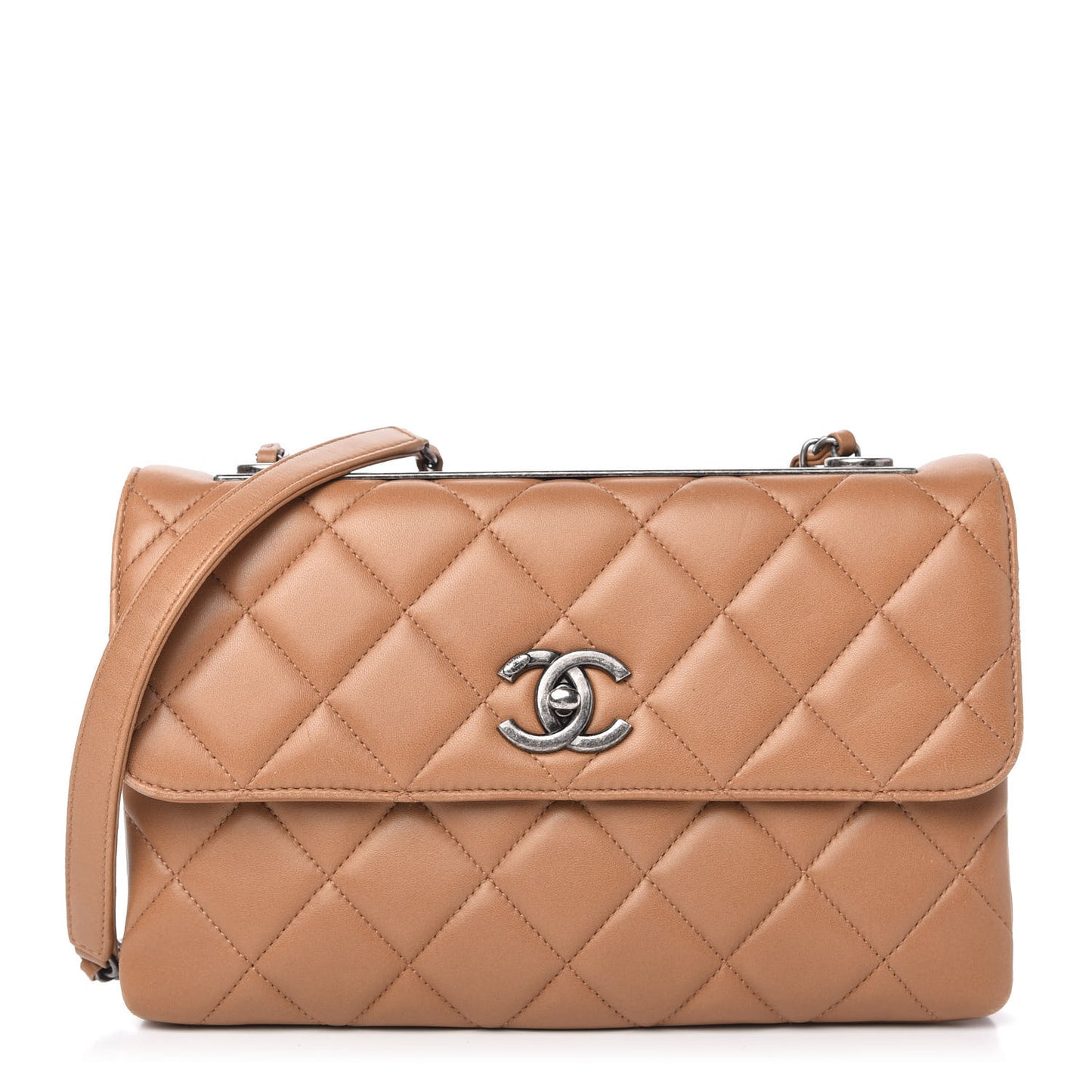 Lambskin Quilted Medium Trendy CC Flap Light Brown