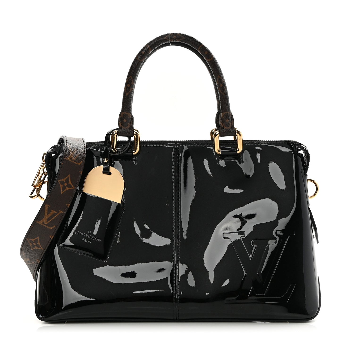 Patent Calfskin Miroir Tote Black