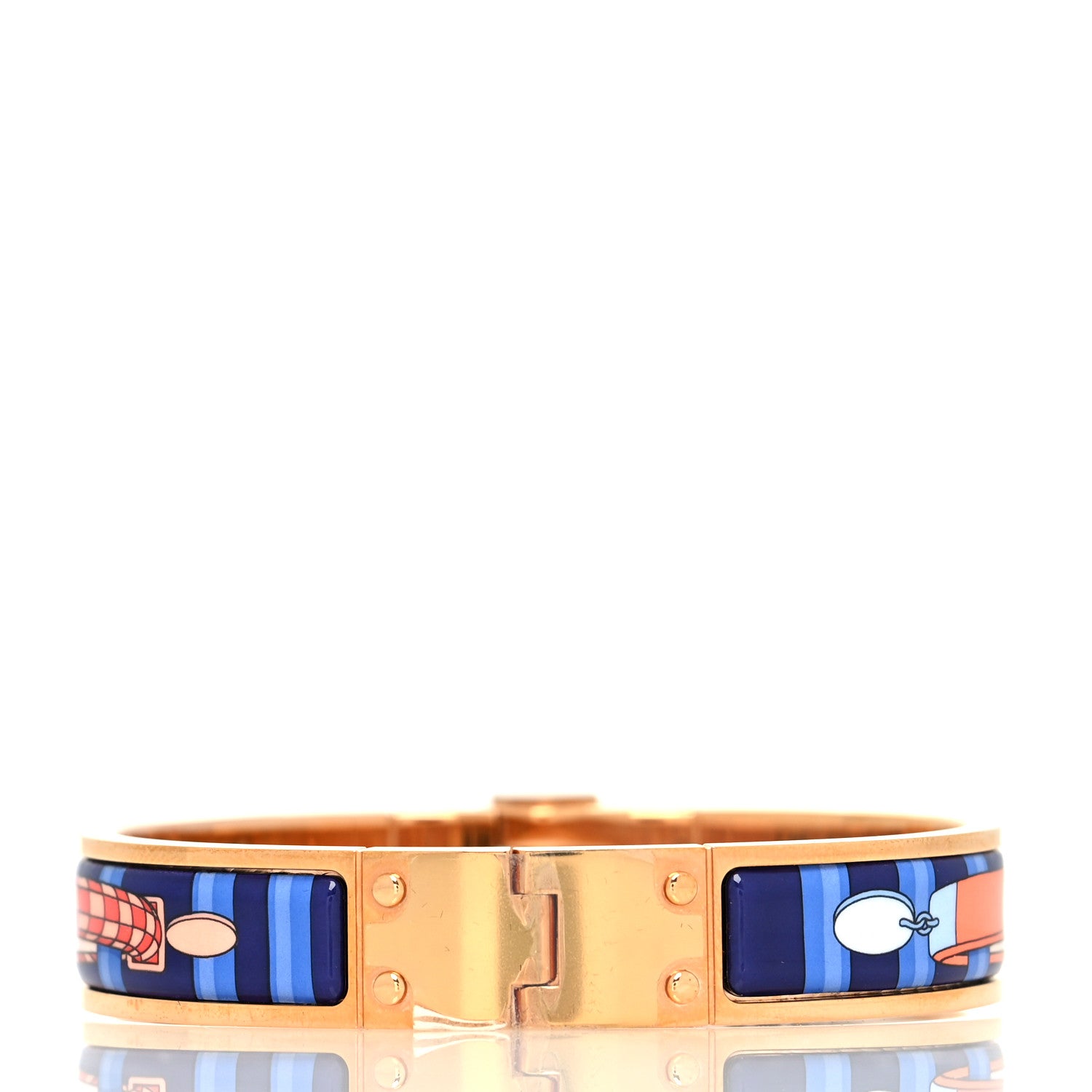 Hermes Enamel Printed Narrow Colliers De Chiens Hinged Bracelet S 3 of 7