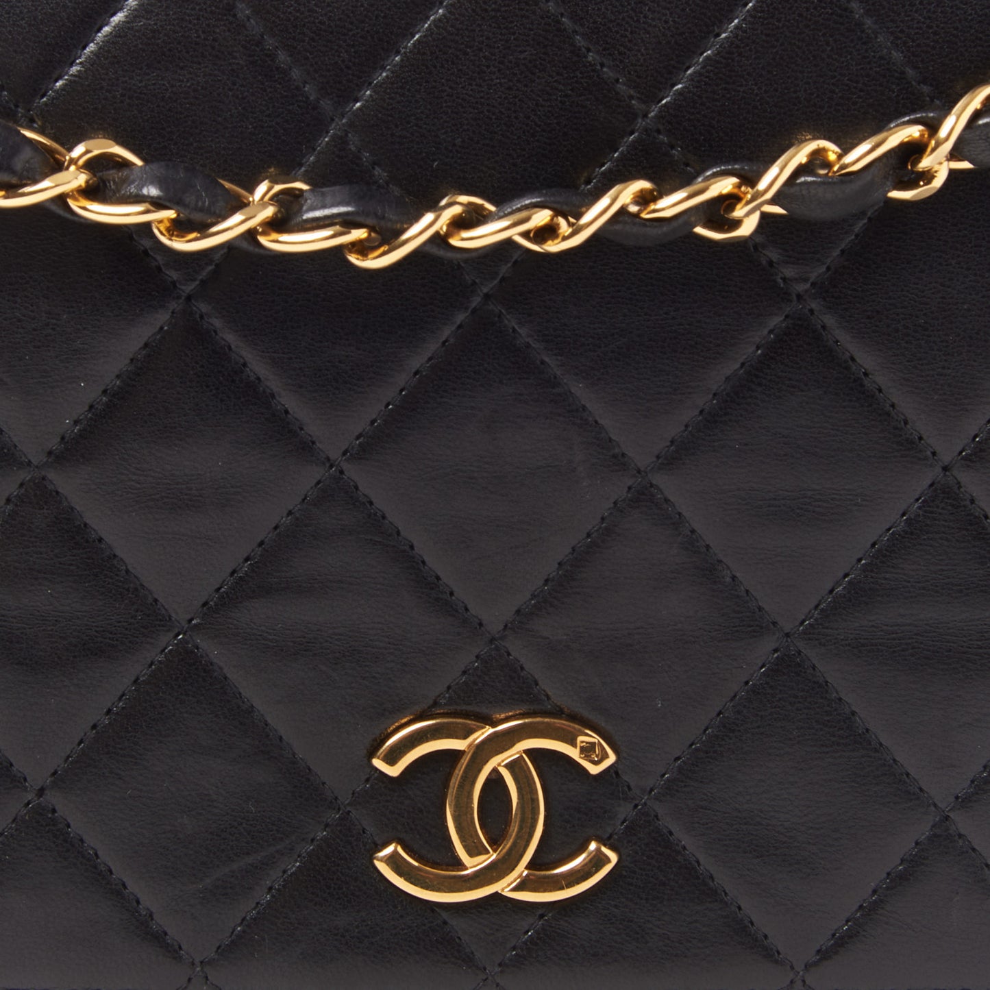 Lambskin Quilted Small Single Flap Black