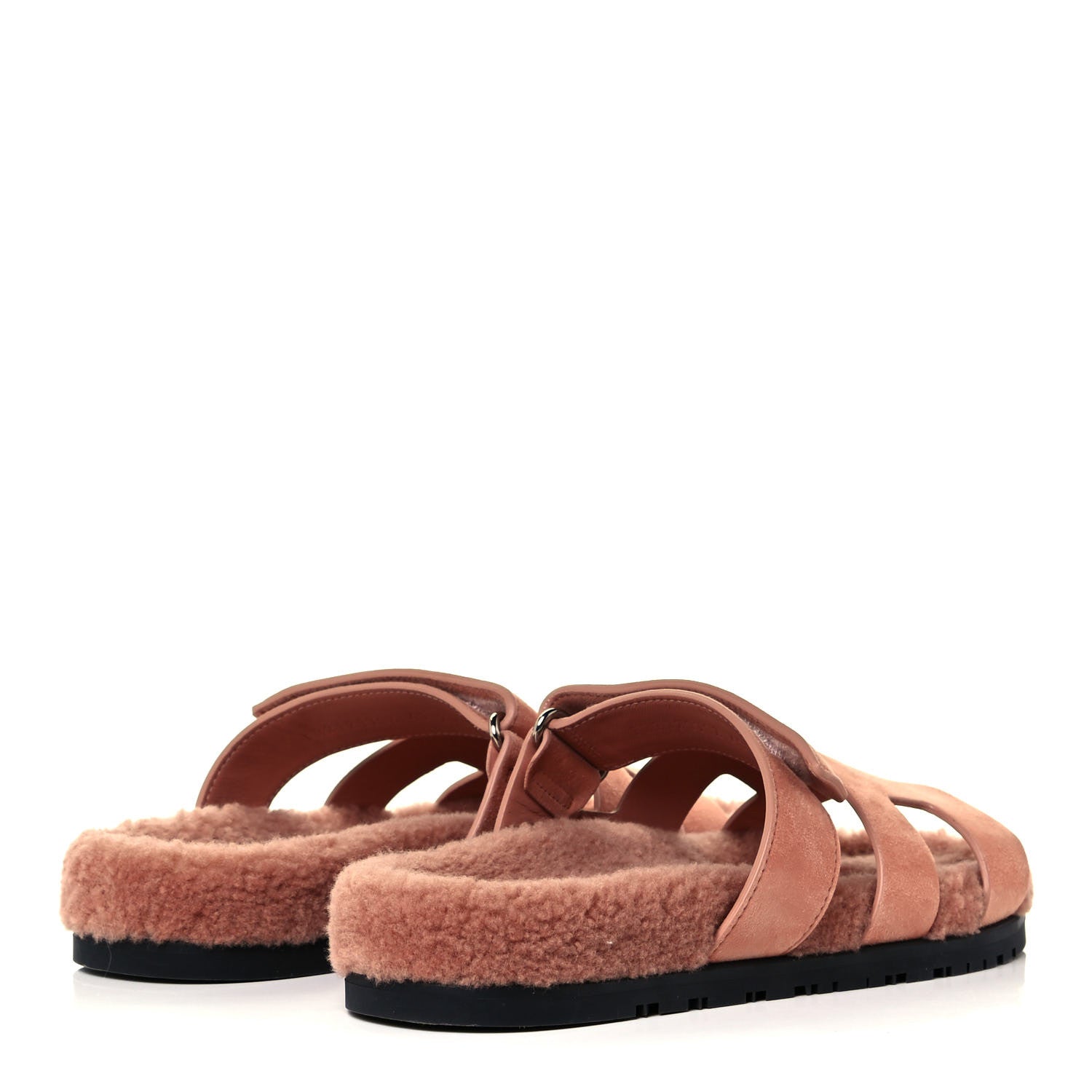 Hermes Suede Goatskin Woolskin Womens Chypre Sandals 40 Rose Aube 4 of 12