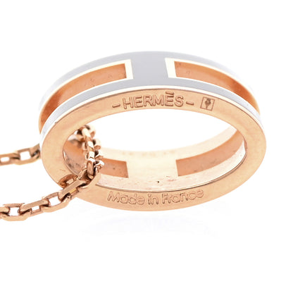 Hermes Lacquered Rose Gold Pop H Pendant Necklace Black 6 of 7