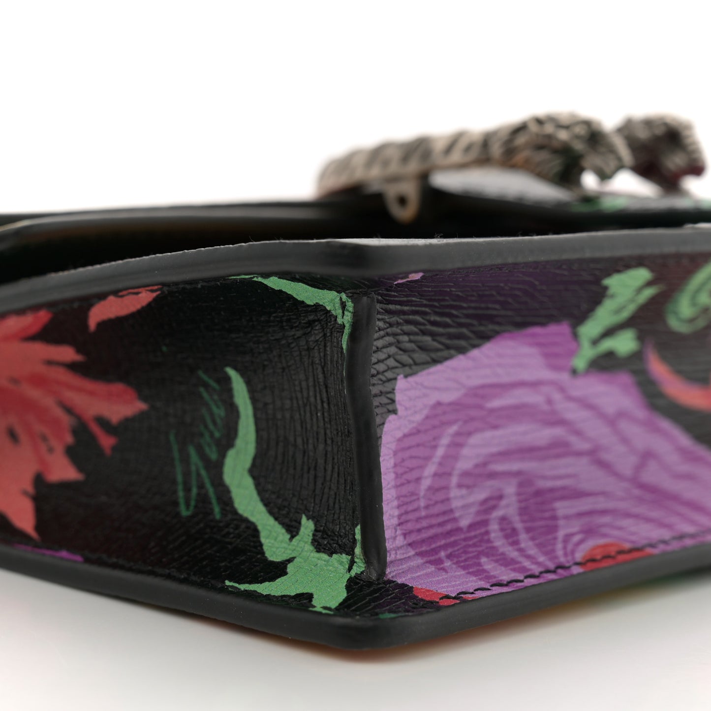 X KEN SCOTT New Shangai Calfskin Jenny Floral Print Super Mini Dionysus Shoulder Bag Black Pink