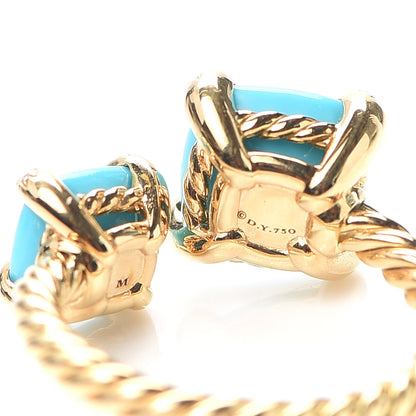 David Yurman 18K Yellow Gold Diamond Turquoise Chatelaine Bypass Ring 50 5.5 4 of 5