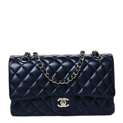 Chanel Iridescent Calfskin Quilted Medium Double Flap Navy 1 of 8