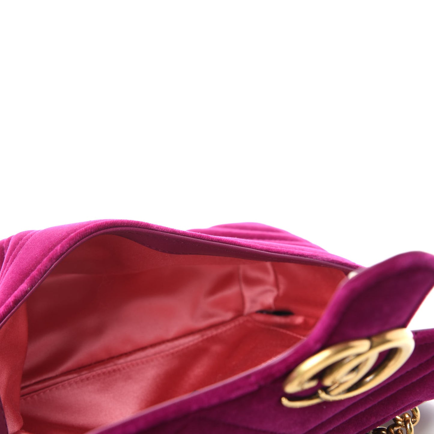 Velvet Matelasse Mini GG Marmont Shoulder Bag Fuchsia Violet Cyclamen