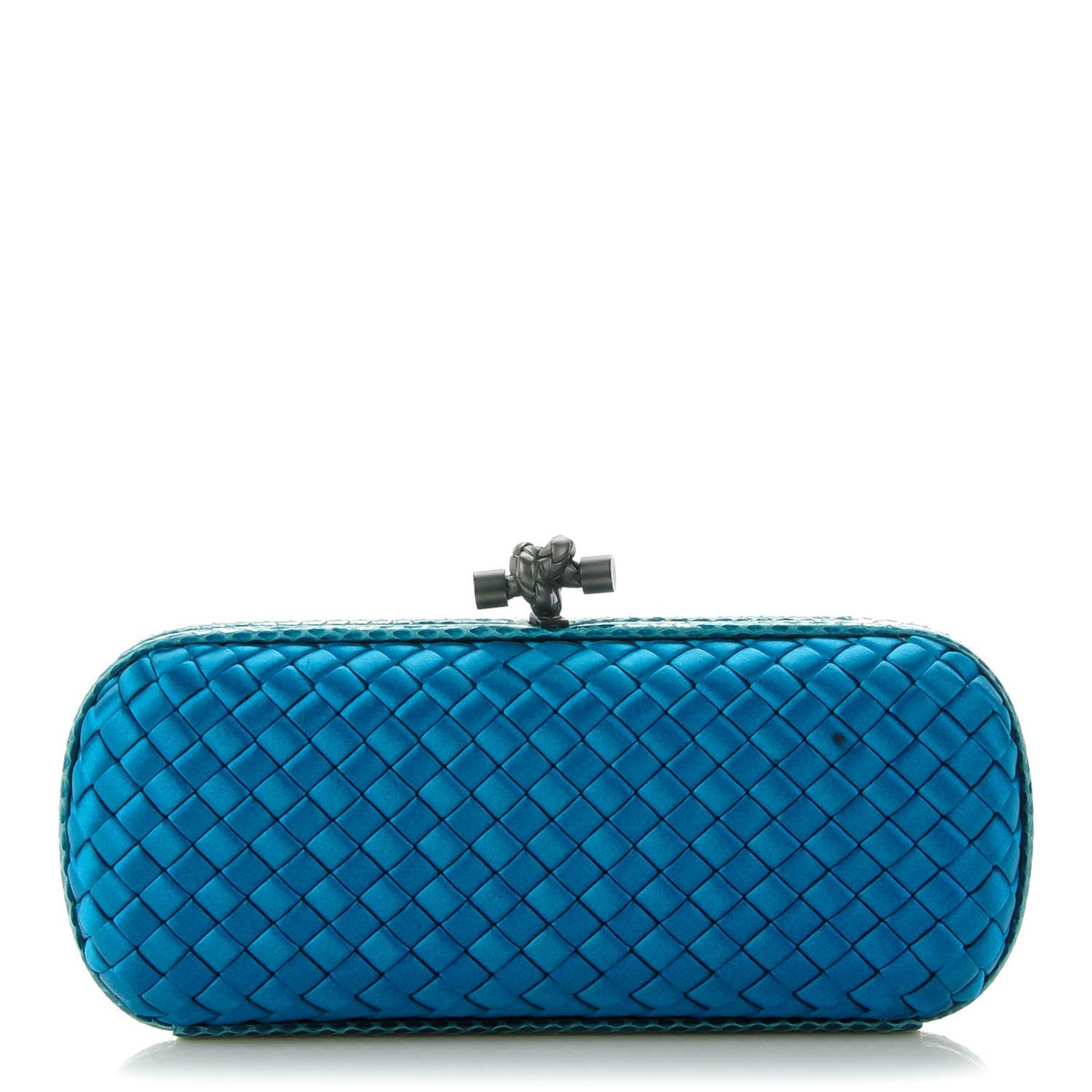 Satin Intreccio Impero Ayers Stretch Knot Clutch Teal