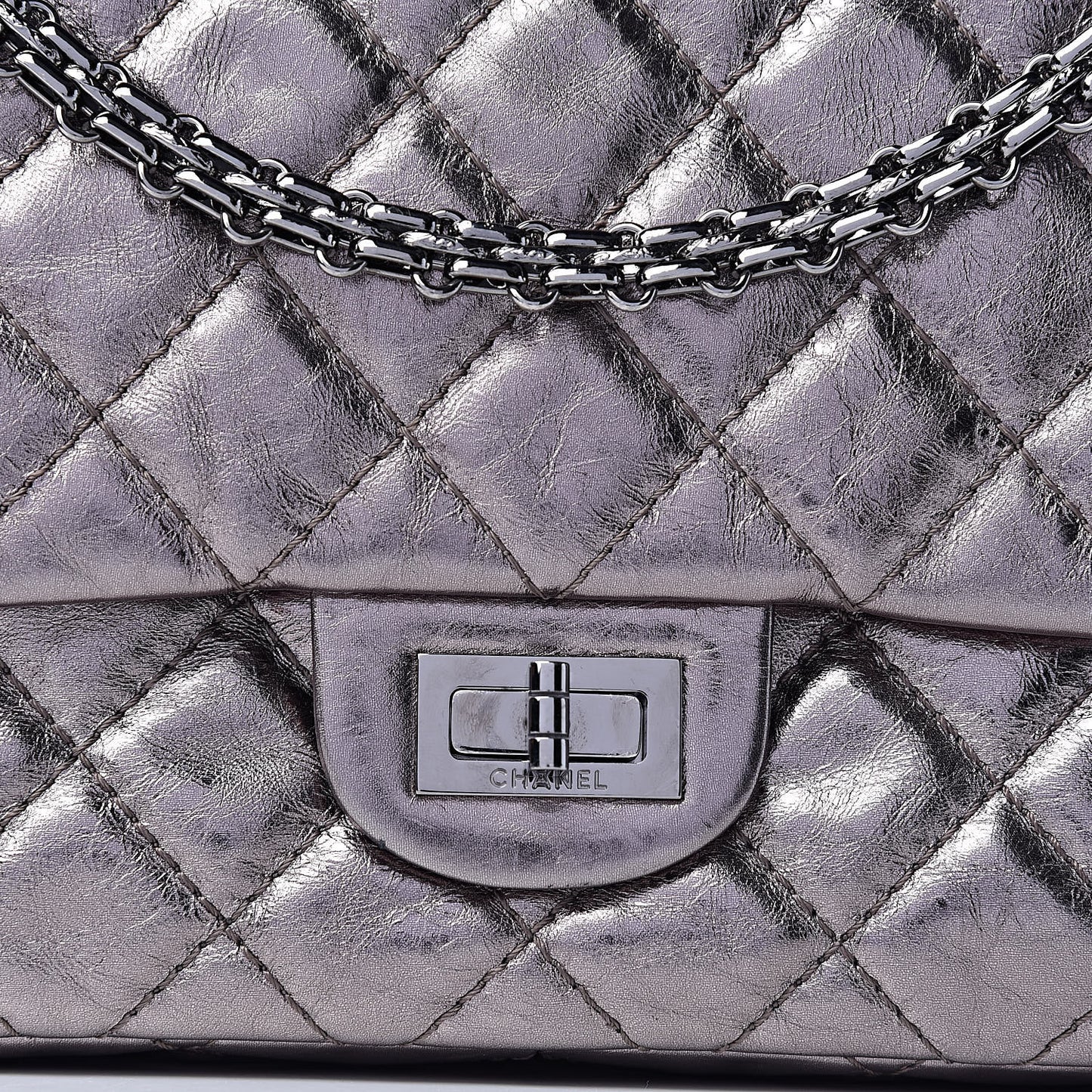 Metallic Aged Calfskin Quilted 2.55 Reissue 226 Silver