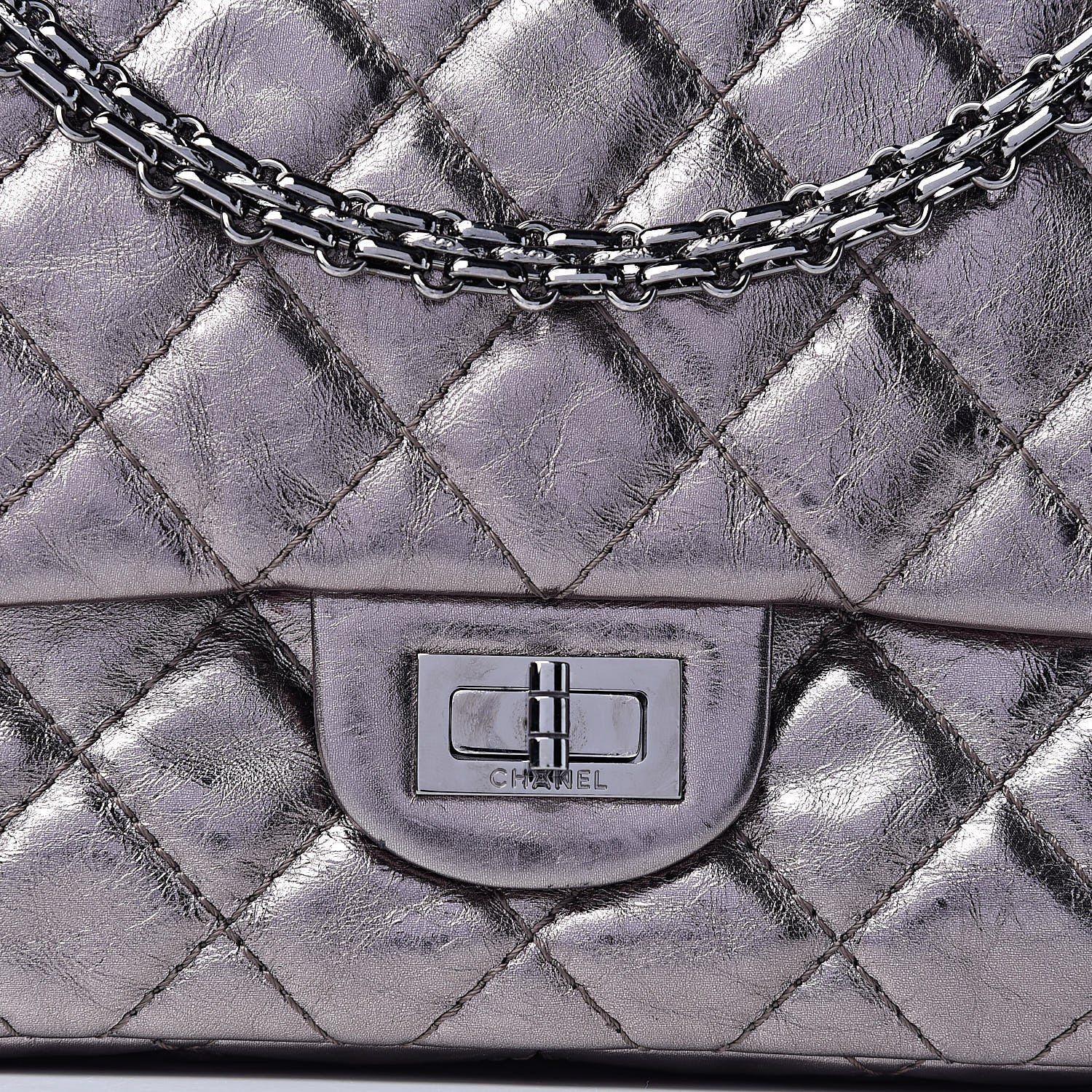 Chanel Metallic Aged Calfskin Quilted 2.55 Reissue 226 Silver 8 of 14