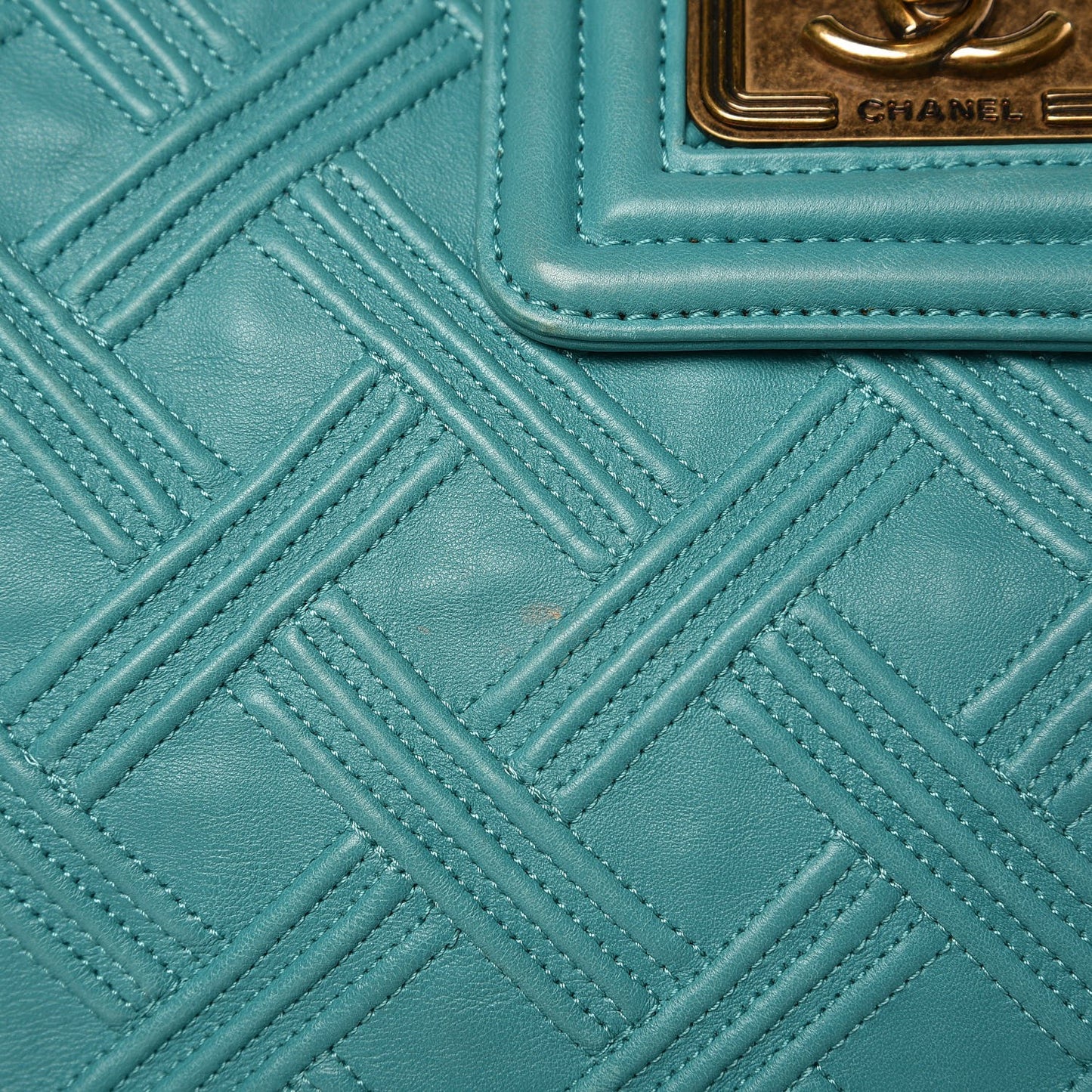 Calfskin Large Retro Girl Shopping Tote Turquoise