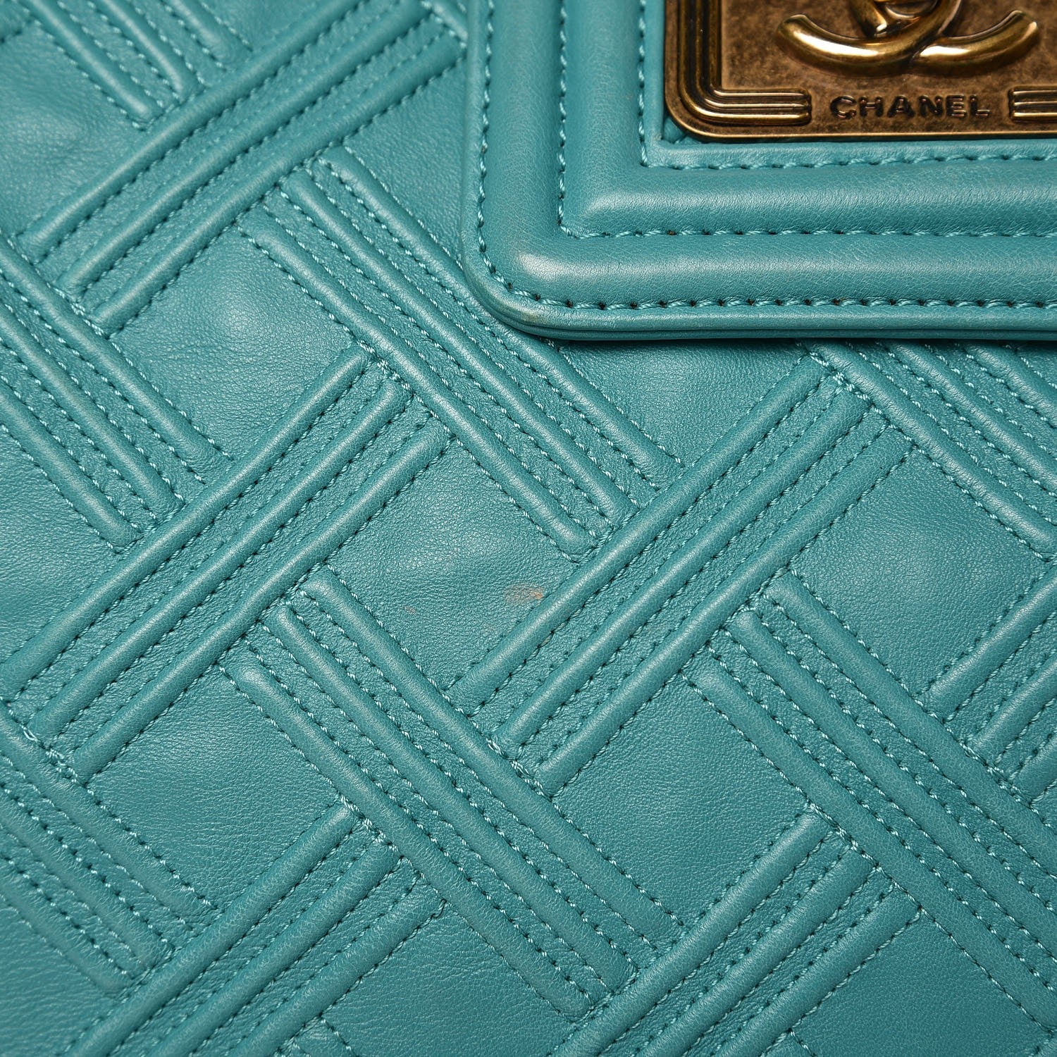 Chanel Calfskin Large Retro Girl Shopping Tote Turquoise 19 of 21
