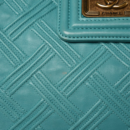 Chanel Calfskin Large Retro Girl Shopping Tote Turquoise 19 of 21
