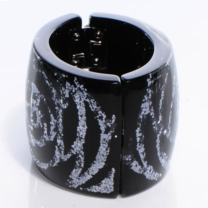 Chanel Camellia Glitter CC Cuff Black 6 of 7