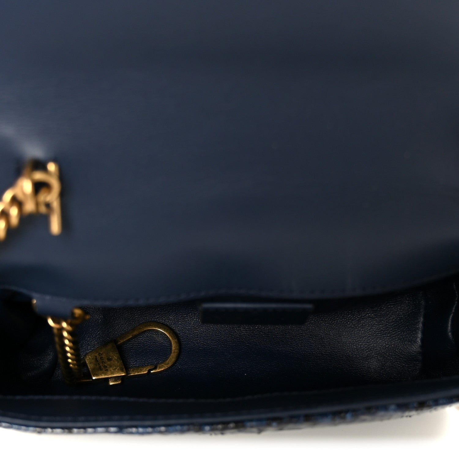 Gucci Snakeskin Matelasse Super Mini GG Marmont Shoulder Bag Blue