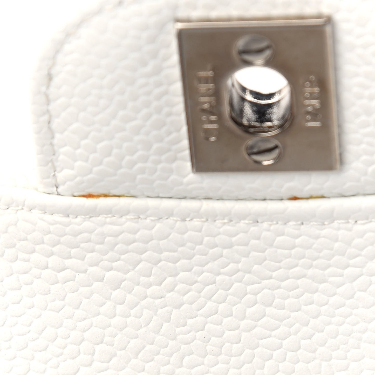 Caviar Quilted Medium Double Flap White