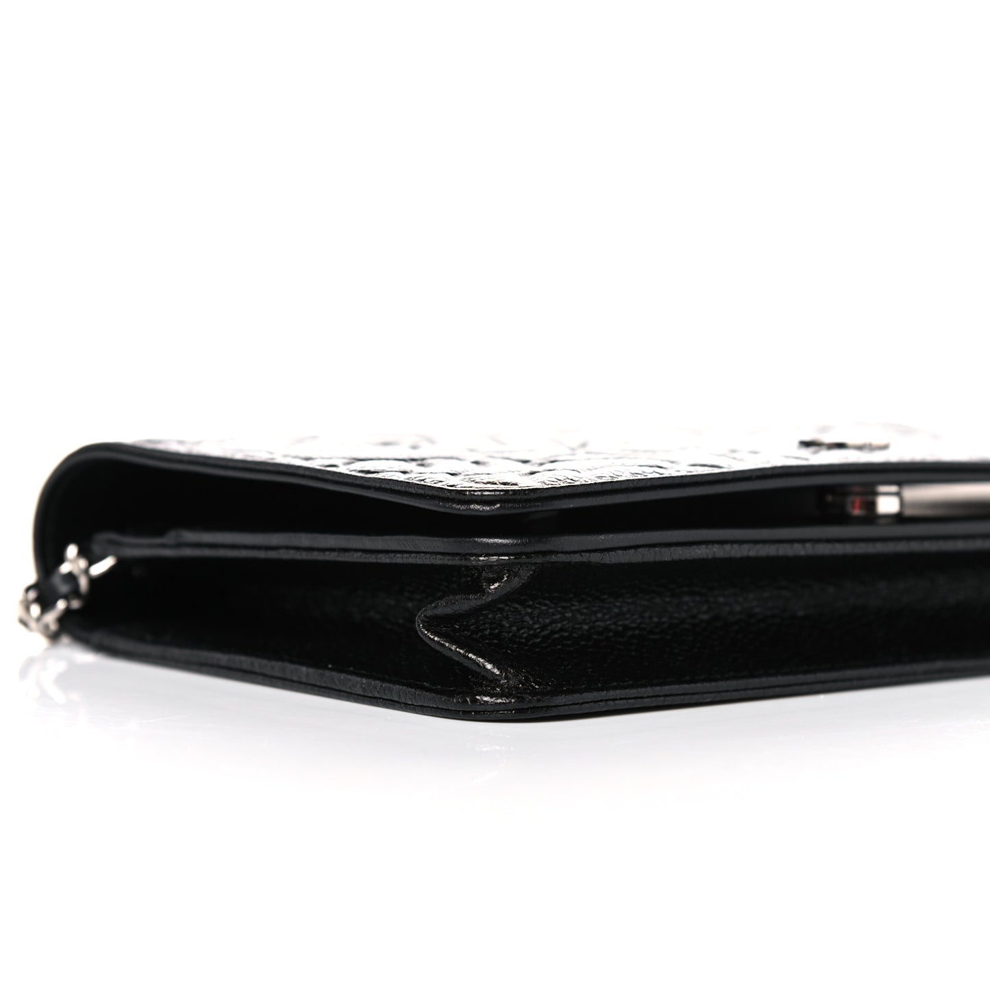 Caviar Camellia Embossed Wallet On Chain WOC Black