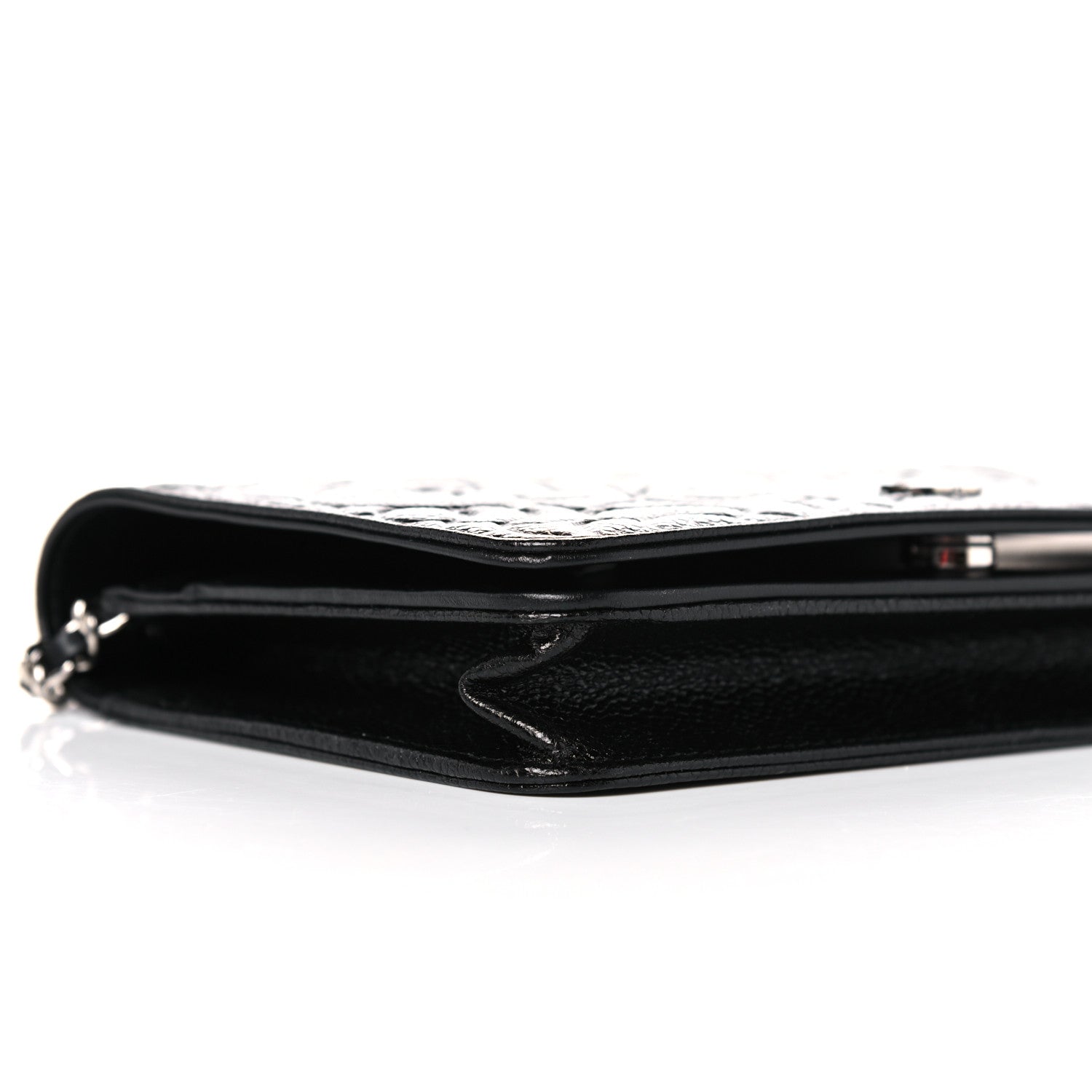 Chanel Caviar Camellia Embossed Wallet On Chain WOC Black 4 of 10