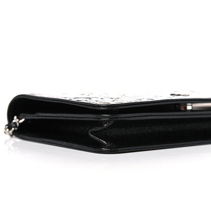 Chanel Caviar Camellia Embossed Wallet On Chain WOC Black 4 of 10