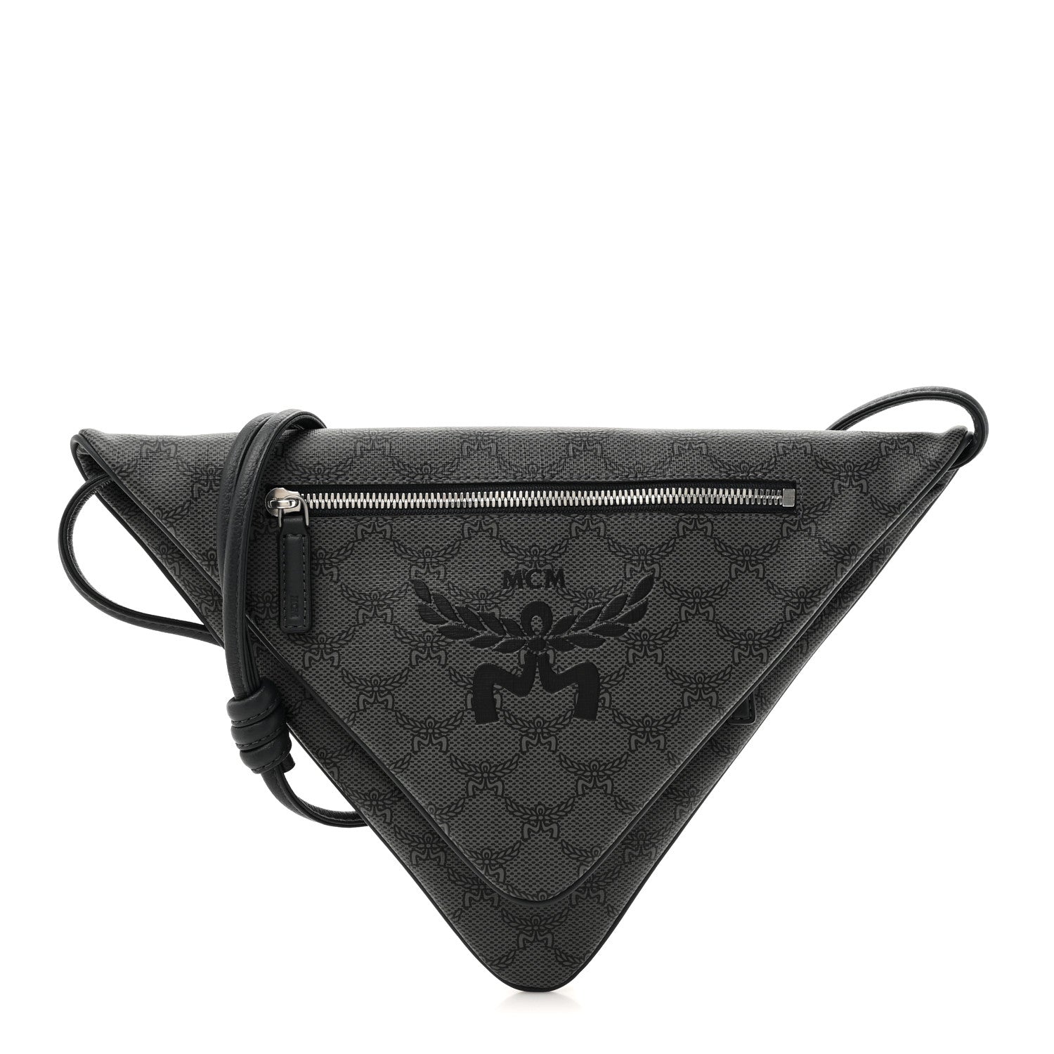 MCM Lauretos Nappa Himmel Triangle Crossbody Bag Dark Grey 1 of 11