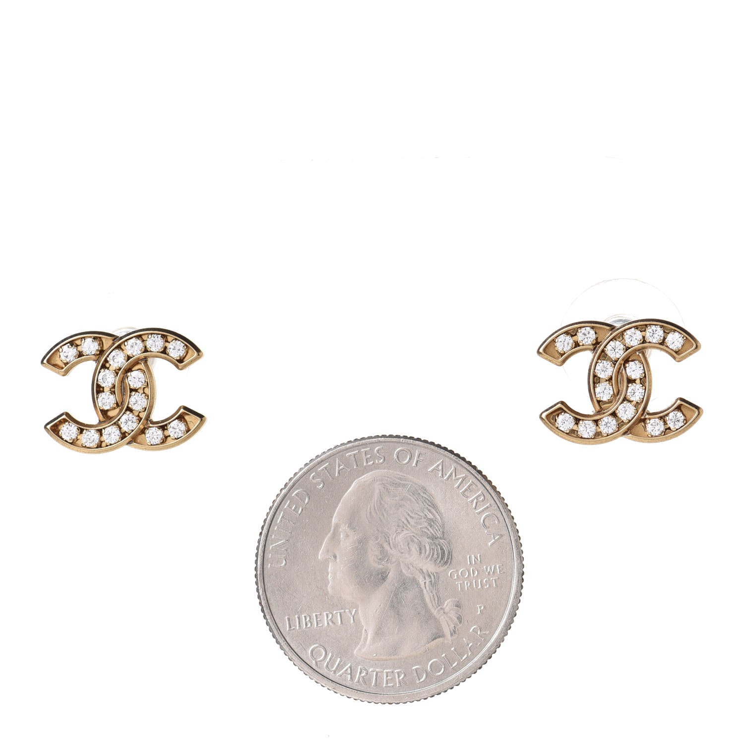 Chanel Crystal CC Earrings Gold 2 of 5