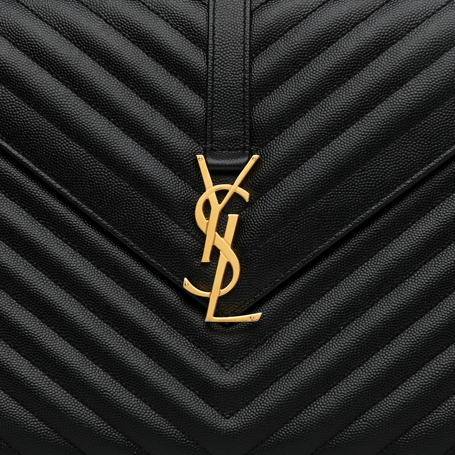 Saint Laurent Grain De Poudre Matelasse Chevron Large Monogram Satchel Black 6 of 7