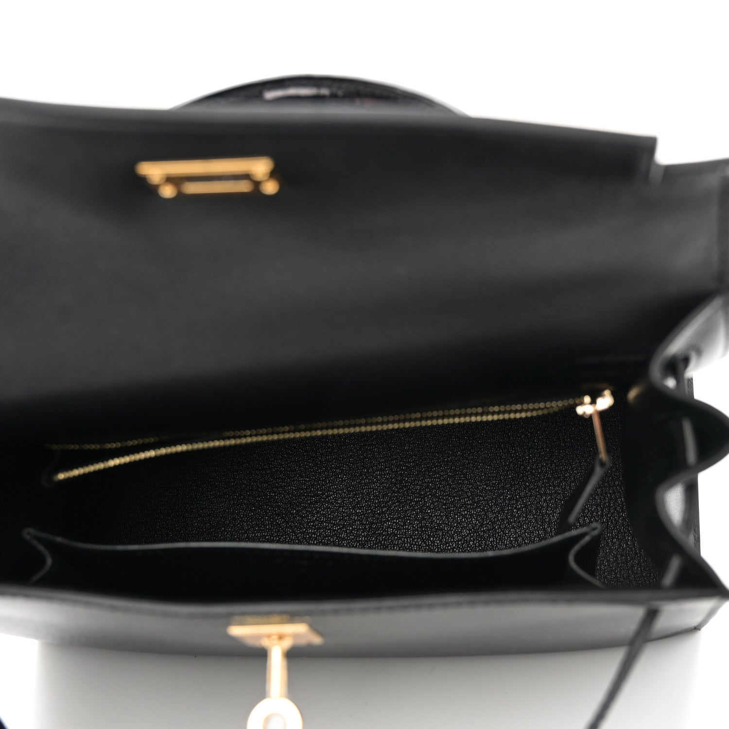Hermes Madame Calfskin Shiny Niloticus Crocodile Kelly Sellier Touch 25 Black 5 of 11
