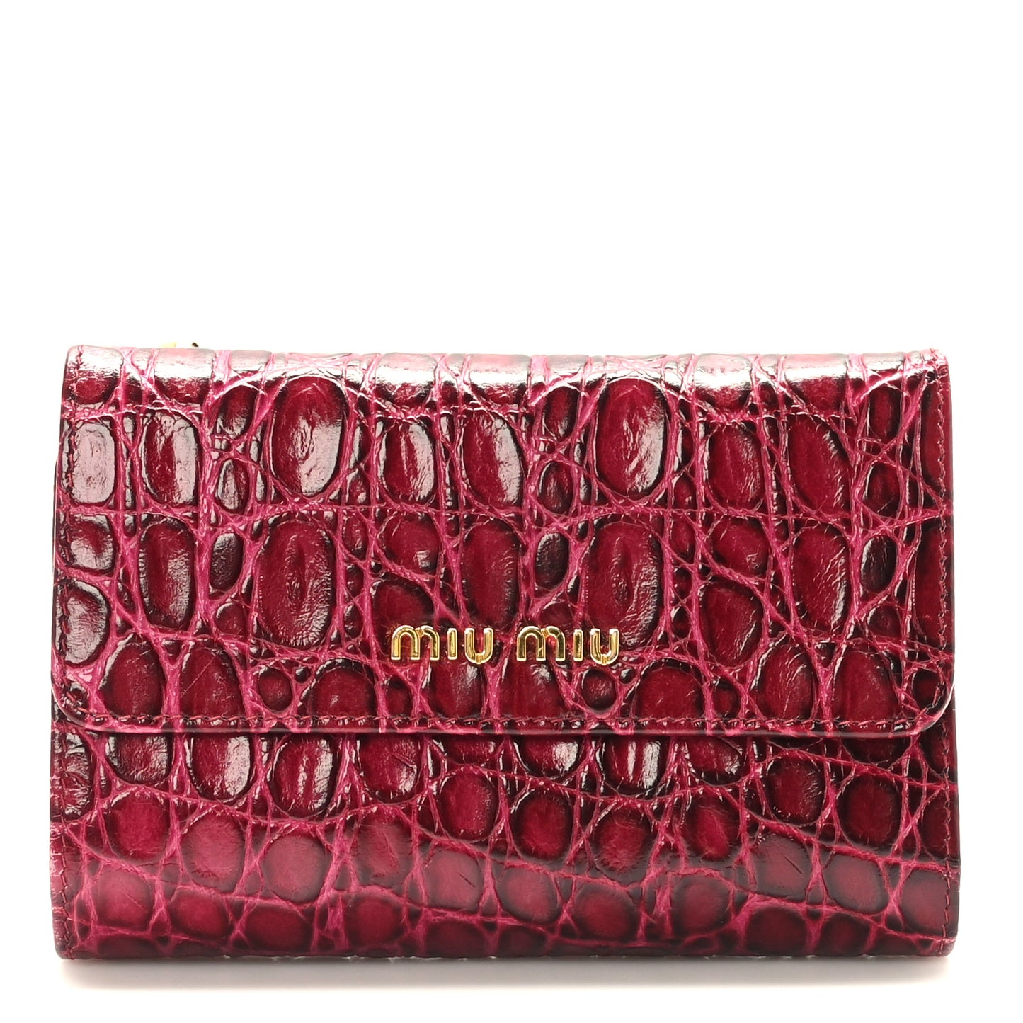 Vernice Alligator Embossed Wallet Dark Red