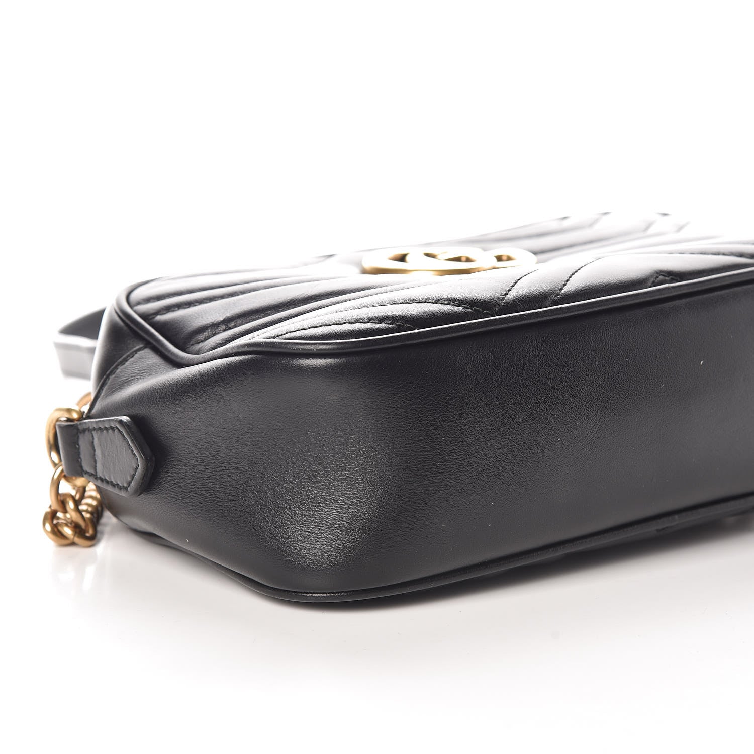 Gucci Calfskin Matelasse Small GG Marmont Chain Shoulder Bag Black 5 of 9