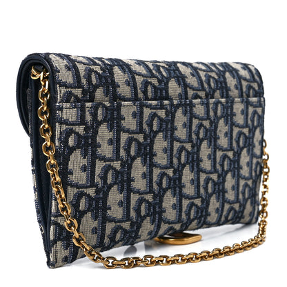 Christian Dior Oblique Saddle Chain Long Wallet Blue 3 of 13