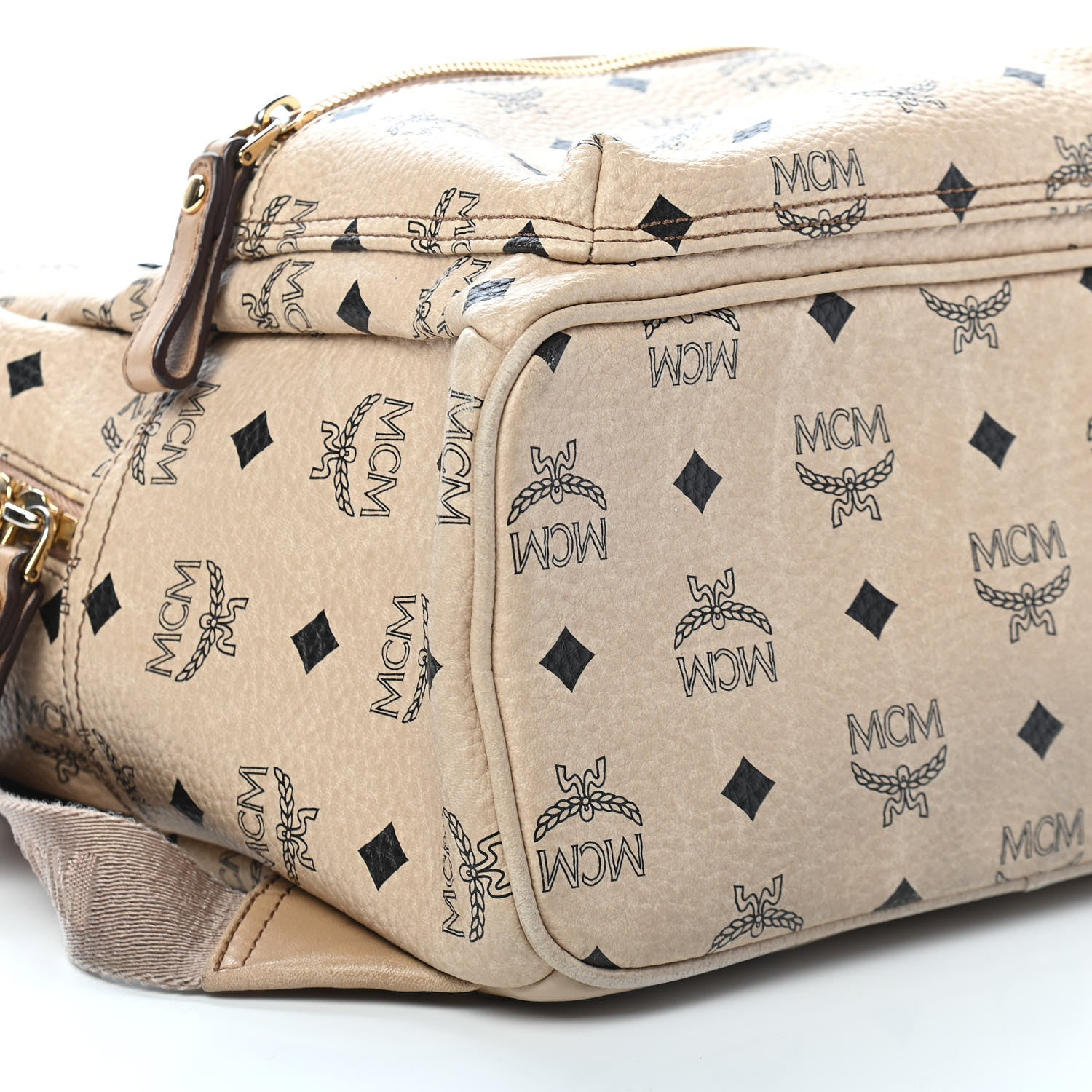 MCM Visetos Medium Studded Stark Backpack Beige 5 of 10