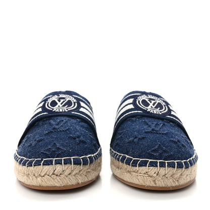 Louis Vuitton Denim Starboard Espadrille Flats 39.5 Blue 2 of 9