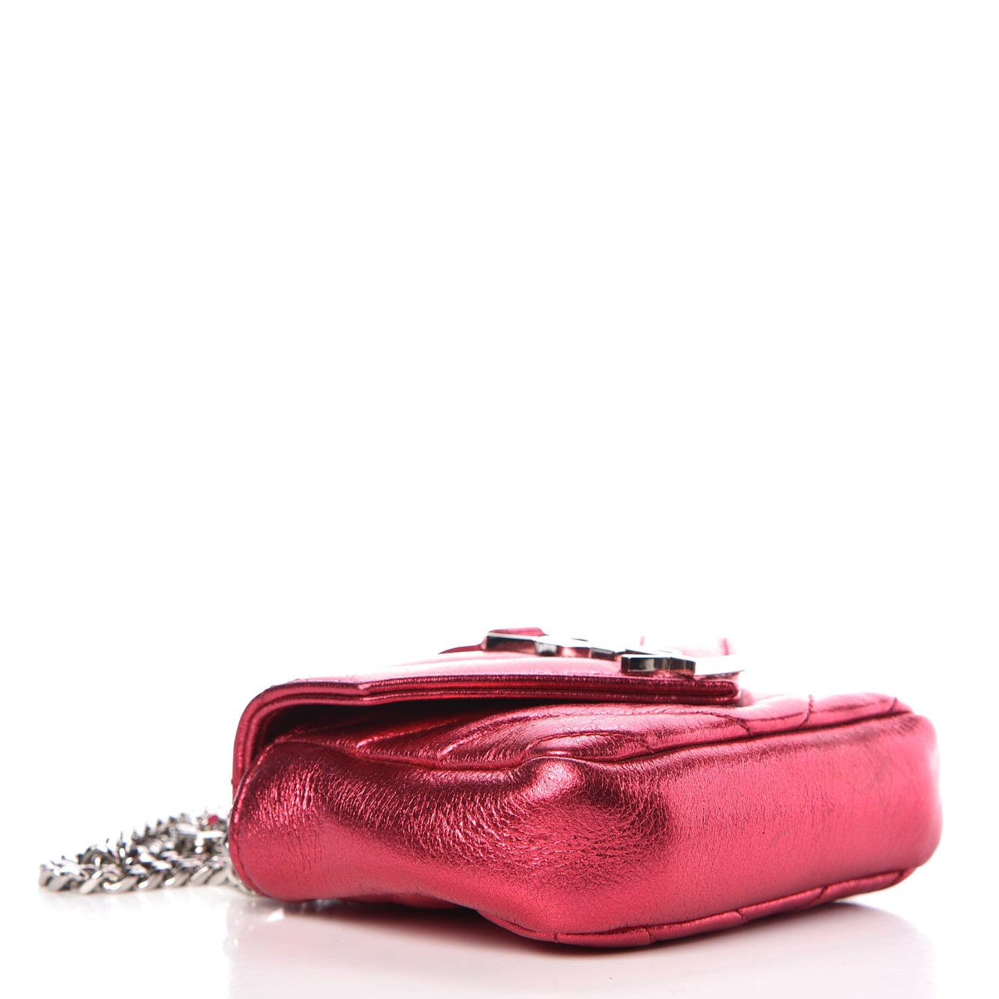 Metallic Sheepskin Matelasse Monogram Micro College Bag Porpora