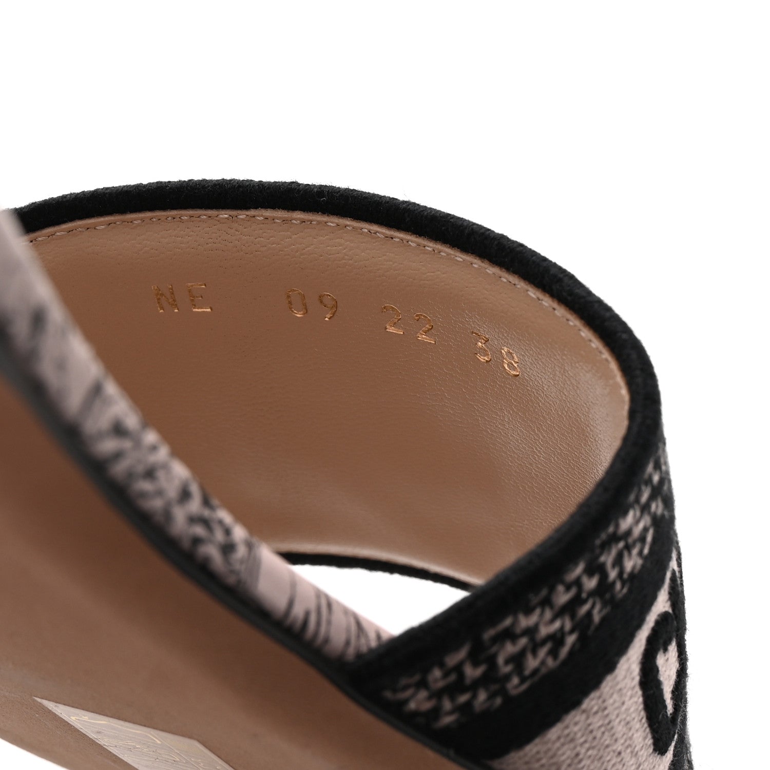 Christian Dior Canvas Jardin d'Hiver Embroidered Dway Flat Slide Sandals 38 Black Nude 9 of 10