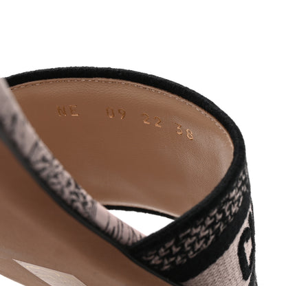 Christian Dior Canvas Jardin d'Hiver Embroidered Dway Flat Slide Sandals 38 Black Nude 9 of 10