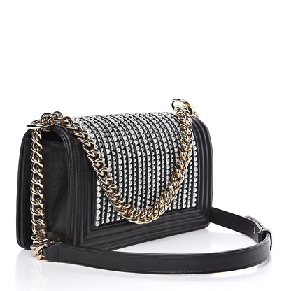 Chanel Calfskin Pearl Medium Chanel Pearls Boy Flap Black 3 of 9