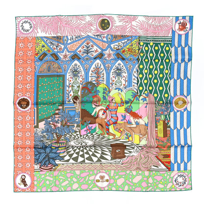 Hermes Silk La Danse Des Amazones Scarf 90 Vert D'Eau Rose Jaune 1 of 4